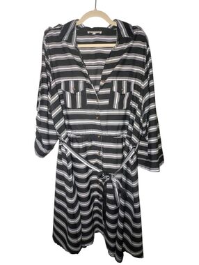 Speed Control NY Striped Button Down Shirt Dress 3X NWOT